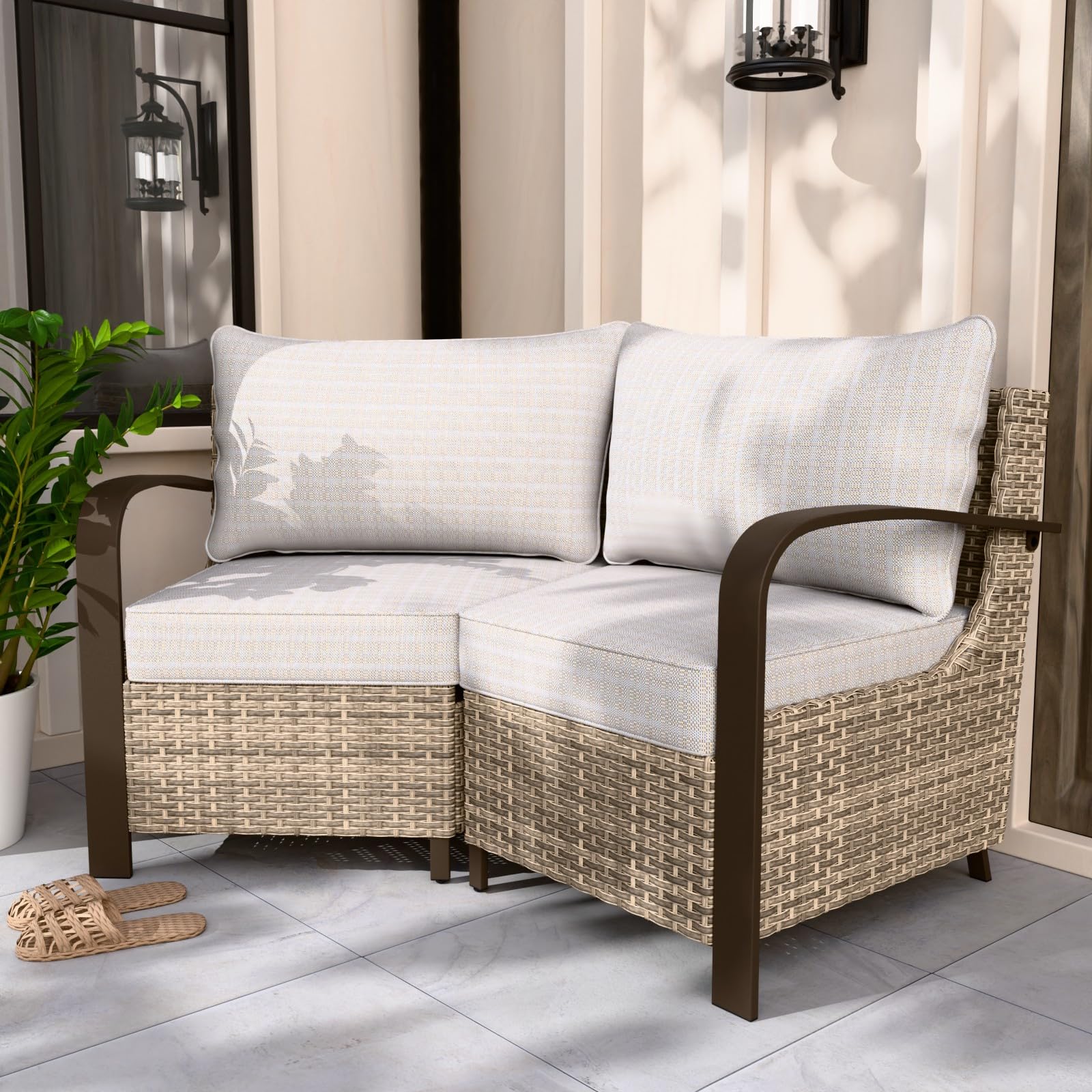 Coastal Vista Patio Outdoor Wicker Love Seat with Deep Seating