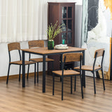 5 Piece Industrial Dining Table Set for 4, Rectangular Kitchen Table and Chairs, Dining Room