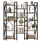 Triple Wide 5 Tier Book Shelf, Tall Bookshelf with Open Display Shelves