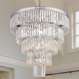 10 Light Large Crystal Chandelier 31.5 inch, 5-Tier Contemporary Modern Black Crystal