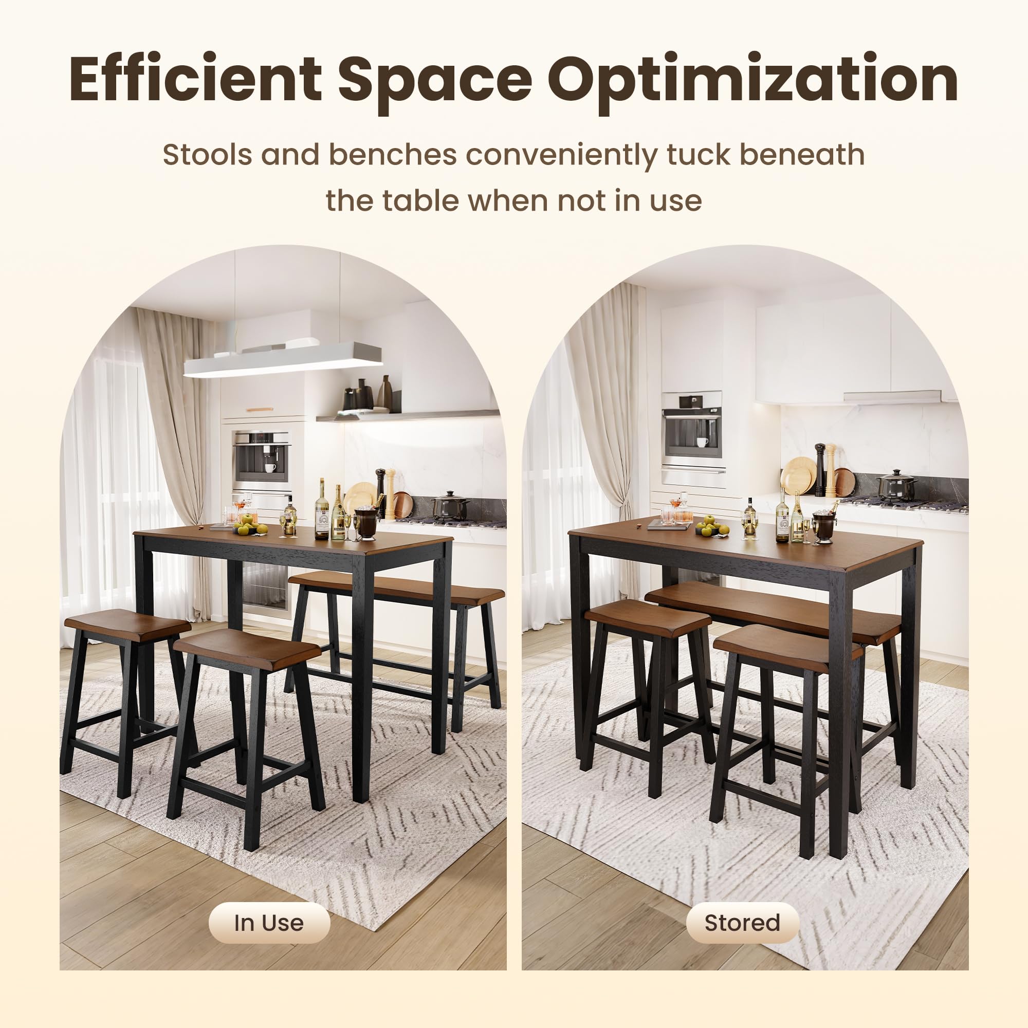 Counter Height Dining Set for 4 - Rustic Farmhouse