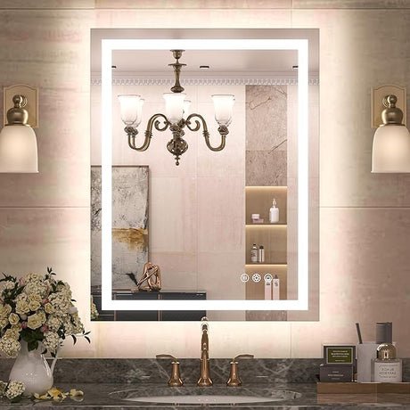 Bathroom Mirror with Lights 55x36 Inch Frontlit & Backlit Lighted Vanity Mirror Anti Fog