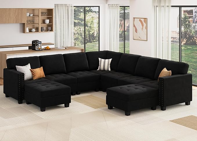 4-in-1 Convertible Sleeper Sectional Sofa with Adjustable Backrest – 7/8/9 Seaters