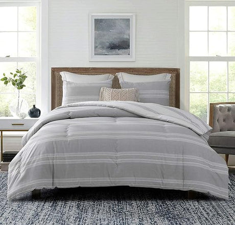 600 Thread Count Cotton White Printed Cotton Comforter Set