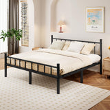 Queen Size Metal Bed Frame with Headboard & Footboard - 14 Inch Platform with Steel Slat Support