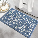 Soft Bathroom Rugs, Washable Bath Rugs Non Slip Bath Mats for Shower Shaggy Microfiber Floor Mat Super Absorbent Carpet Striped Pattern Bath Runner Rug, 15.7 x 23.6 Inches, Blue