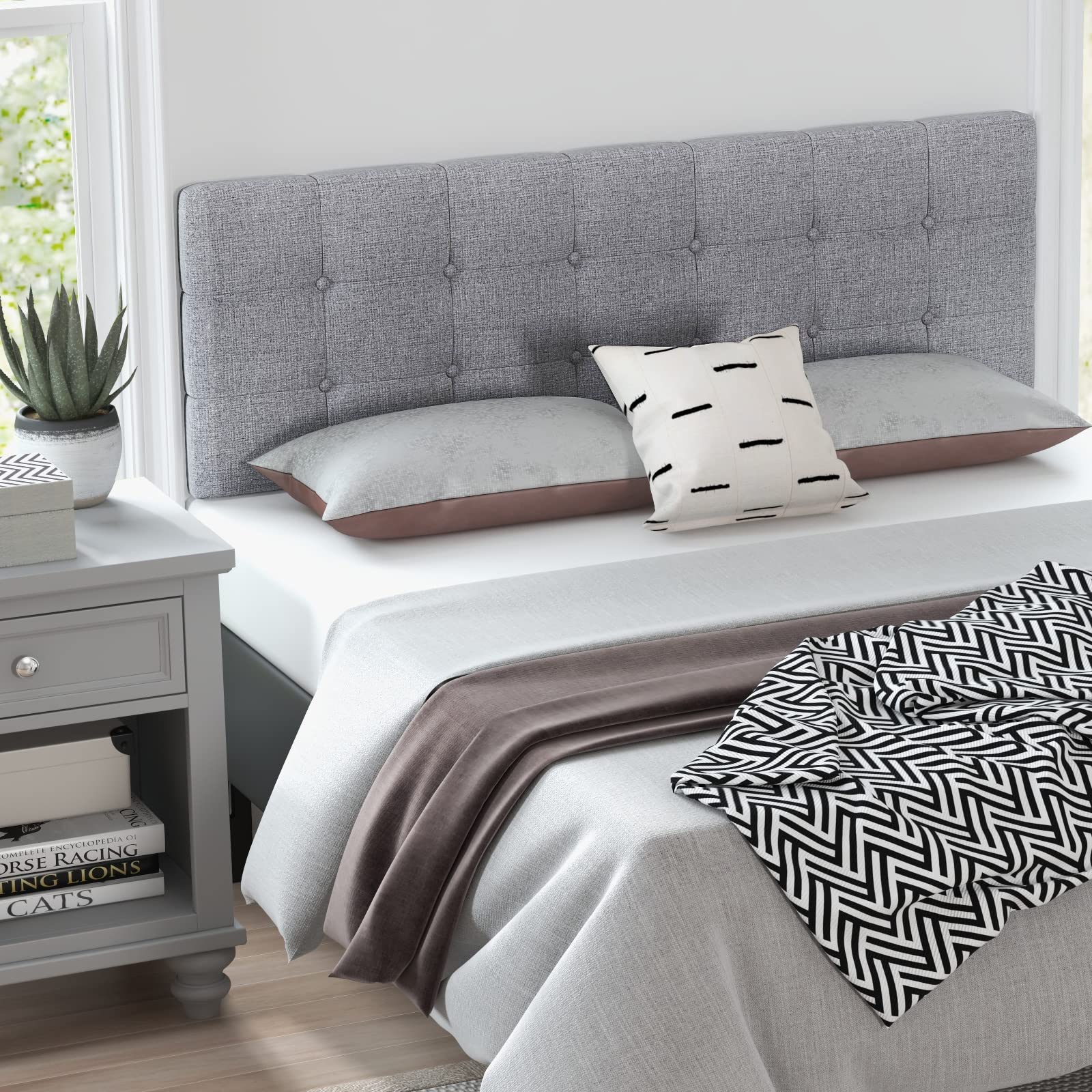Linen Upholstered Headboard for Full & Queen Size Bed Frame