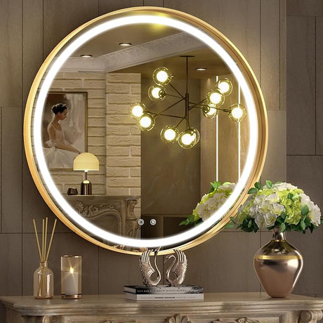 Brushed Silver Bathroom Mirror for Wall, 55 x 30 Inch Metal Framed Bathroom Mirrors