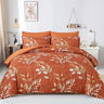 7 Pieces Floral Reversible Bed in a Bag Gold and Blue Leaves Bedding Set