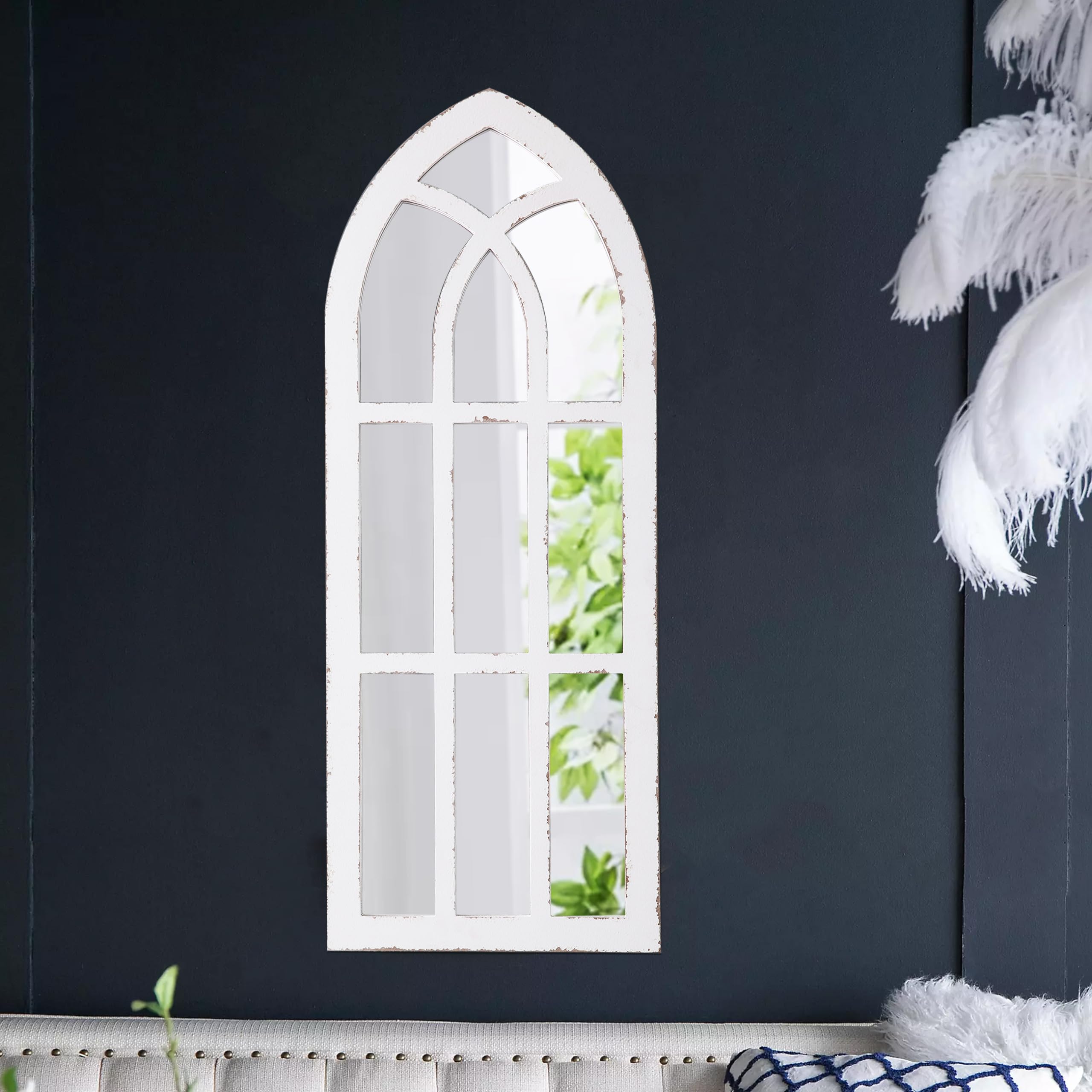 Rustic Long Arched Window Mirrors for Wall Decor