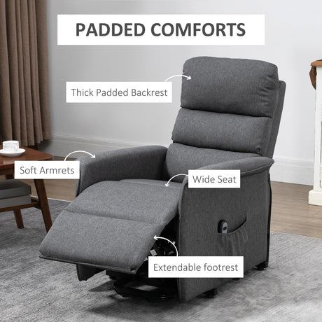 HOMCOM Power Lift Recliner Chair for Elderly, Easy Assembly, Fabric Lift Chair for Adults, Recliner Sofa with Remote Control, Side Pockets for Living Room, Gray