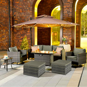 Outdoor Patio Ottoman PE Rattan Footstool All Weather Outdoor