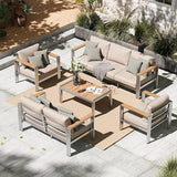 Aluminum Outdoor Patio Furniture Set with Coffee Table, 4 Piece Patio Conversation Sets