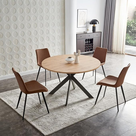 47" Round Dining Table Set, Mid Century Modern Round Dining Table for 4-6 Person,