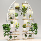 Plant Stand Shelf Indoor with 6 Grow Light, 7 Tier 65" Tall 2 Pack Half Moon Large Lighted Plant