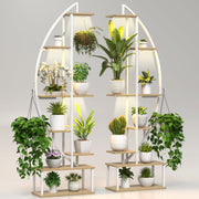 Plant Stand Shelf Indoor with 6 Grow Light, 7 Tier 65" Tall 2 Pack Half Moon Large Lighted Plant Rack Organizer