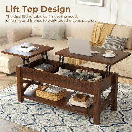 Coffee Table 47.2", 2 Way Lift Top Coffee Table with Hidden Compartment