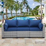 Outdoor Furniture Outdoor Couch Grey Wicker Patio Furniture 3-seat Sofa Deep Seat