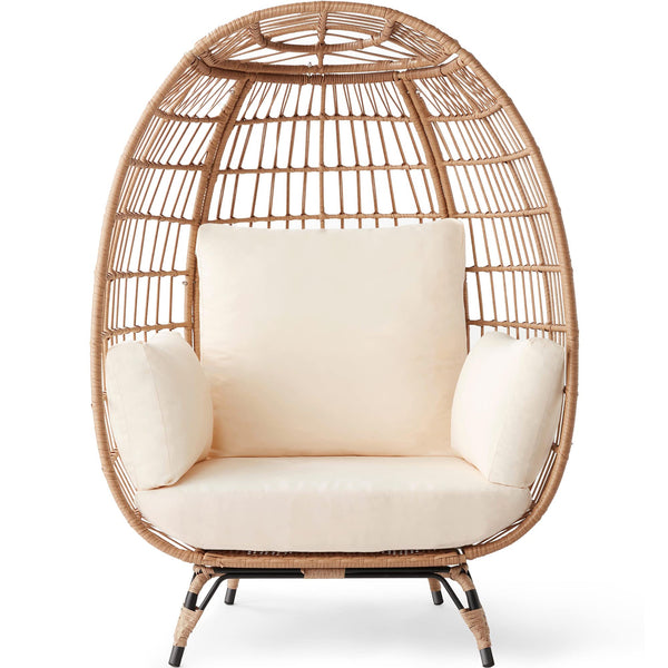 Wicker Egg Chair, Oversized Indoor Outdoor Lounger for Patio