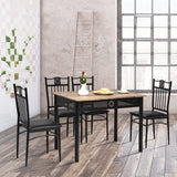 5 Pieces Dining Table Set, Modern Kitchen Table Set for 4 Person, 42” Rectangular Table w/ 4 Upholstered Chairs,