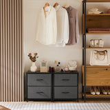 Nightstands Set of 2, Metal Frame and Wood Top Night Stand with 2 Drawer Dresser,