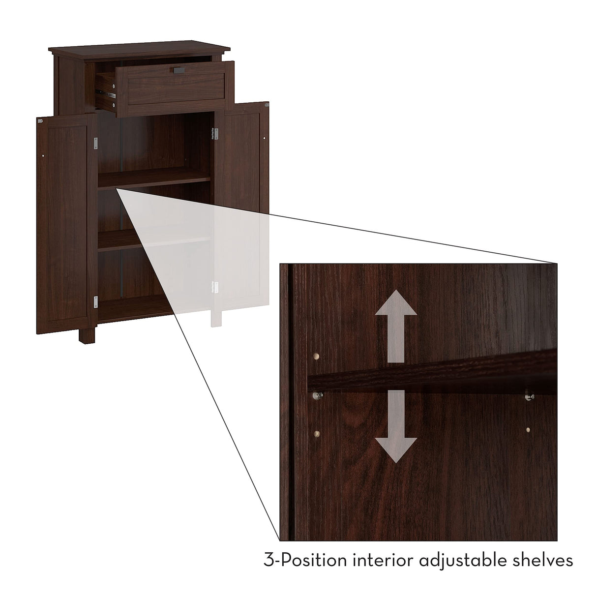 Hayward Two-Door Veneer Floor Cabinet, No Size, Dark Woodgrain