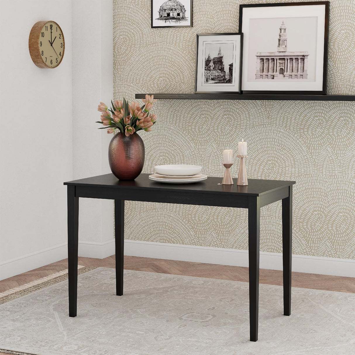 Kimonte Rectangular Dining Table - Contemporary Black Wood