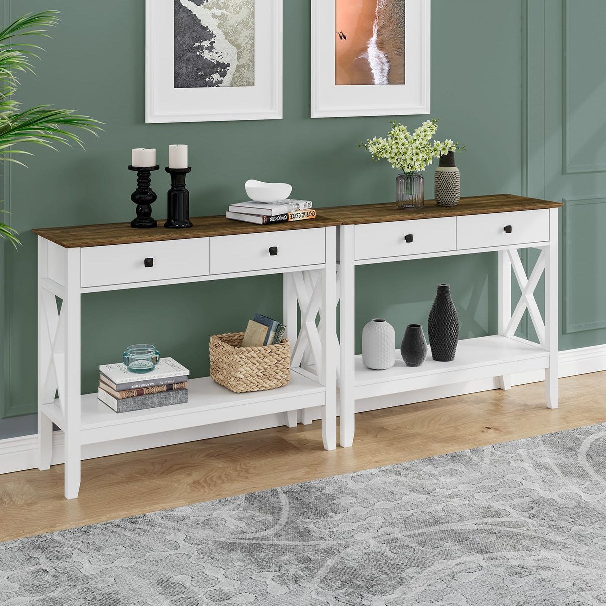 Lomojo Console Table,Sofa Table 13.8" D x 39.37" W x 31.5" HEntryway Table with 2 Drawers Storage Shelve Foyer Table for Entryway Farmhouse Hallway Tables for Living Room,Kitchen