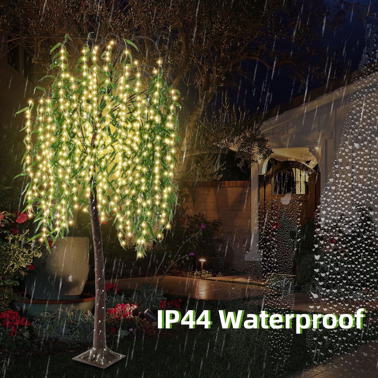 7FT Lighted Willow Tree,384 LED Light Up Weeping Willow Tree with 8 Modes & Timer,