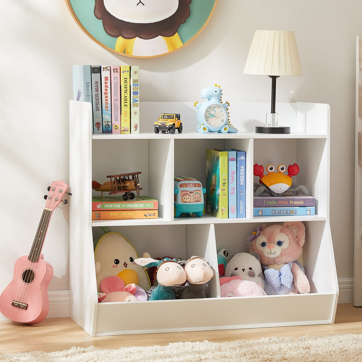 Toy Storage Organizer with Bookshelf, 5-Cubby Children's Toy Shelf