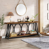 70.9 inch Extra Long Console Table, Industrial Sofa Table Behind Couch with 2 Tier Storage Shelf