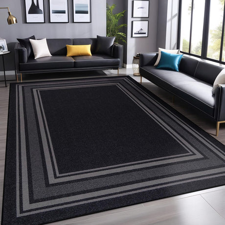 Modern Bordered Non Slip Indoor Rugs for Living Room 8x10 Area Rugs for Kitchen,