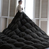 Pinch Pleat Goose Down Feathers Comforter Full/Queen Size All Season-Ultra Soft and Cozy Noiseless