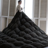 Pinch Pleat Goose Down Feathers Comforter Full/Queen Size All Season-Ultra Soft and Cozy Noiseless