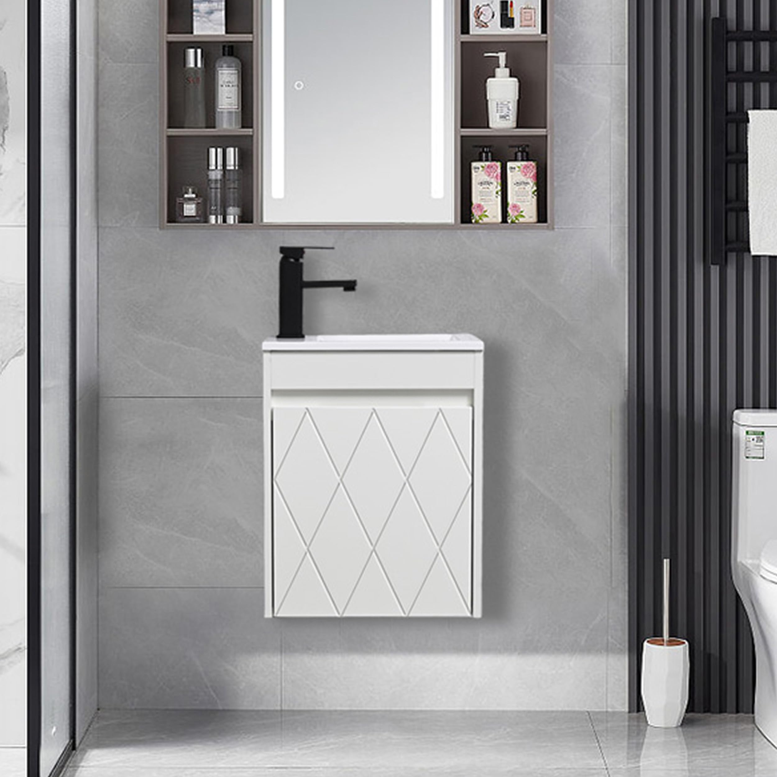 16" Bathroom Vanity Sink Combo for Small Space, Wall Mounted Bathroom Cabinet Set