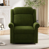 360° Swivel Recliner, Velvet Rocking Recliner Upholstered Recliner Chair, Rocker with Adjustable Backrest Nailhead Trims, Green