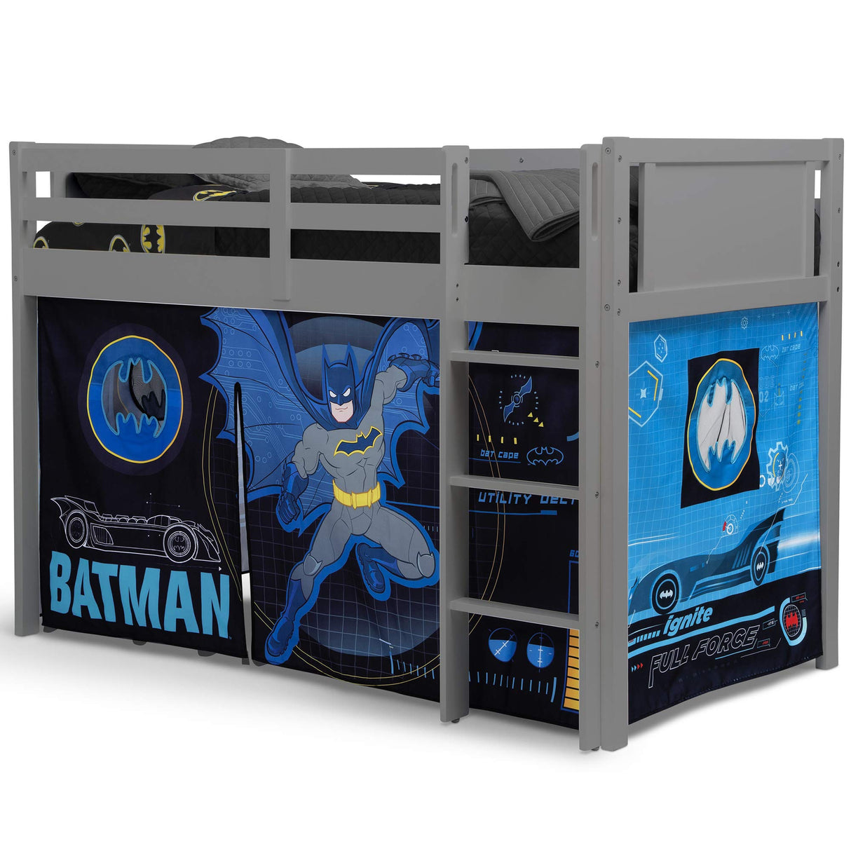 Batman Loft Bed Tent - Curtain Set for Low Twin Loft Bed (Bed Sold Separately)