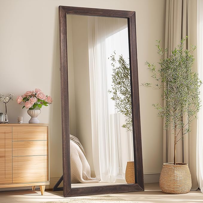 Rustic Farmhouse Full Length Mirror,  Wood Frame Floor Mirror