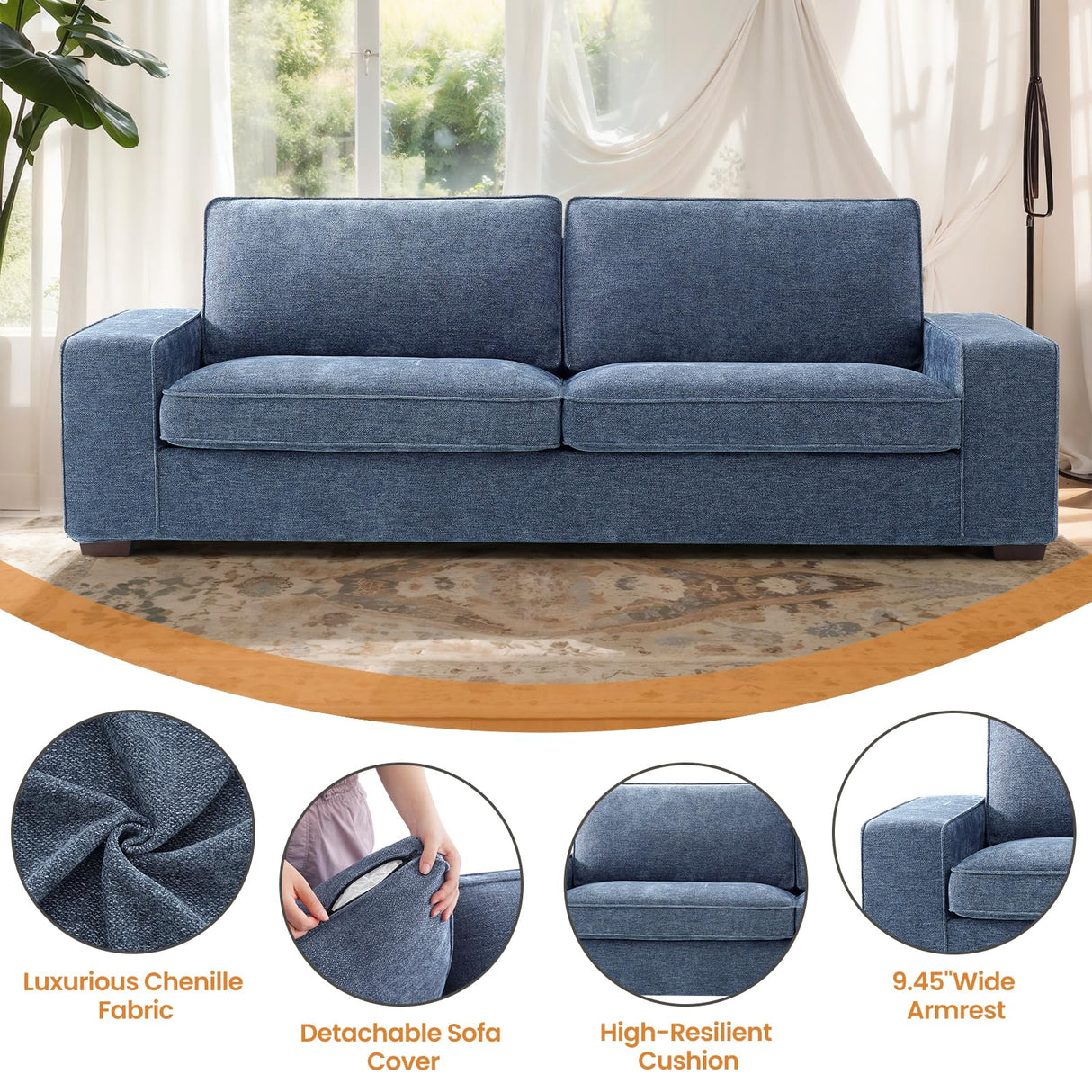 71.25" Modern Sofa & Couch for Living Room, Chenille Loveseat Sofa