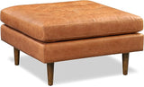 Cognac Tan Brown Leather Couch - 88.5" Mid Century Leather Sofa with 2 Bolsters