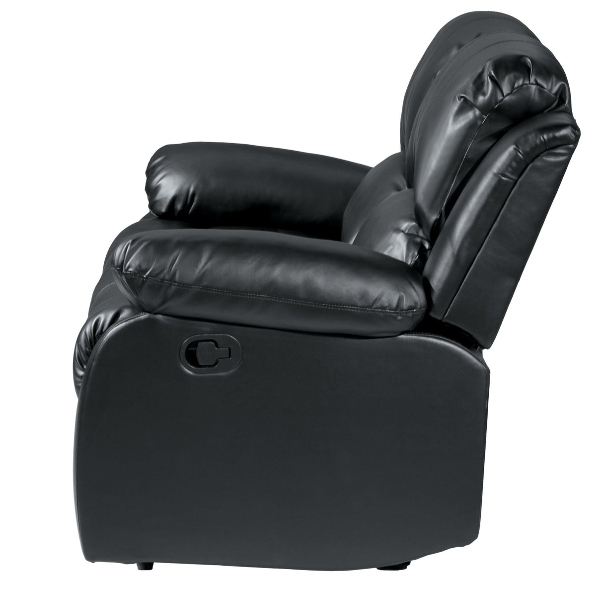 60" Bonded Leather Double Reclining Loveseat, Black