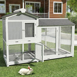 Rabbit Hutch Indoor Outdoor Bunny Cage 63” Guinea Pig Cage 2 Story Rabbit House