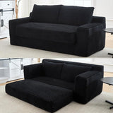 Corduroy Cloud Loveseat Sofa, 2 in 1 Convertible Sleeper Sofa with Fixed-Shape Frame