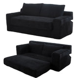Corduroy Cloud Loveseat Sofa, 2 in 1 Convertible Sleeper Sofa with Fixed-Shape Frame