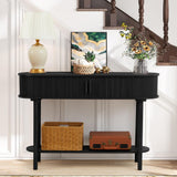 Fluted Console Table, Modern Entryway Table with Tambour Sliding Door