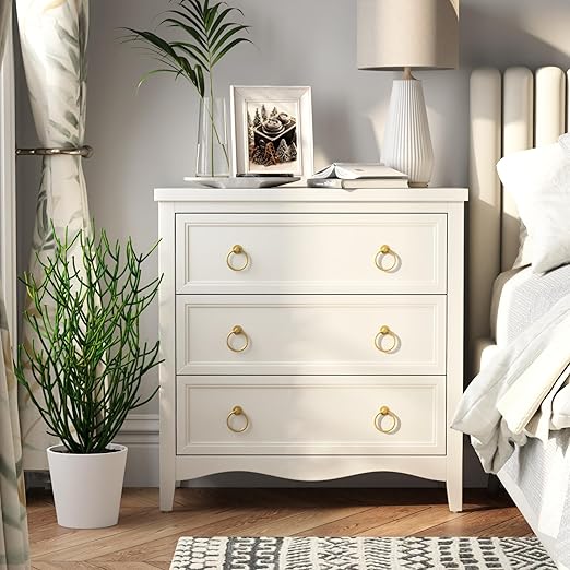 Farmhouse 3-Drawer Dresser, Fully-Assembled French Country Chest of Drawers