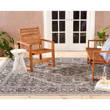 Patio Country Dahlia Transitional Medallion Indoor/Outdoor Area Rug, Grey/Black