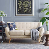 Remark Mid-Century Modern Sofa With Upholstered Fabric In Sunny