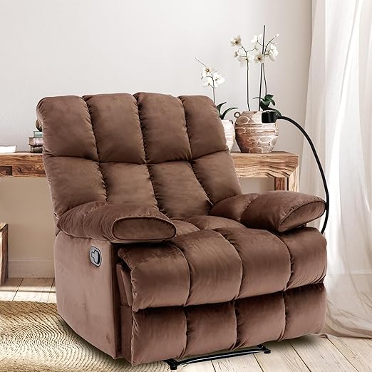 MaxiPlush Oversized Velvet Recliner Chair – Big & Tall Manual Recliner
