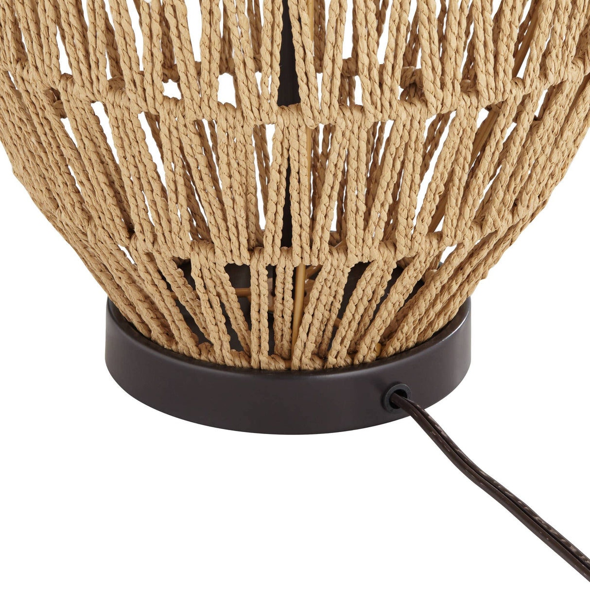 San Marcos Modern Coastal Table Lamp 27" Tall Natural Wicker Black Metal Oatmeal